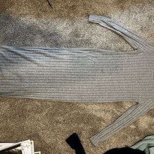 Wild Fable Gray Long Sleeve Ribbed Dress